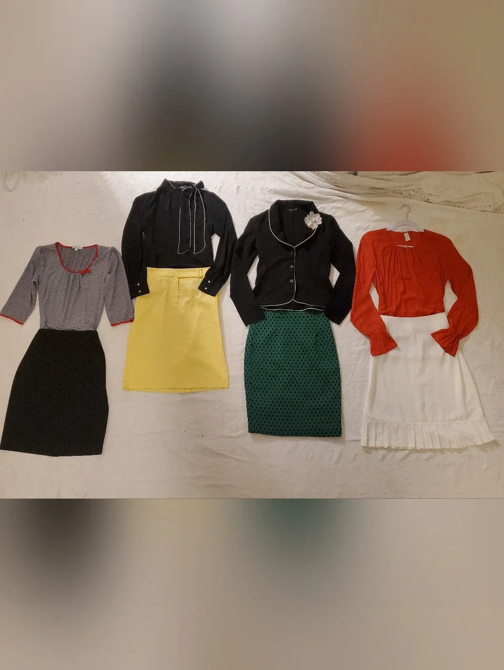 Lot 8 Office Work Pencil Skirts Blouses Blazer Bundle Skirt Set Suit Retro Chic